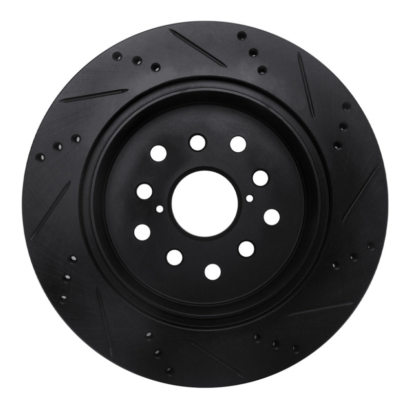 R1 01-06 Lexus LS430 Rear Left Drilled & Slotted Black Brake Rotor