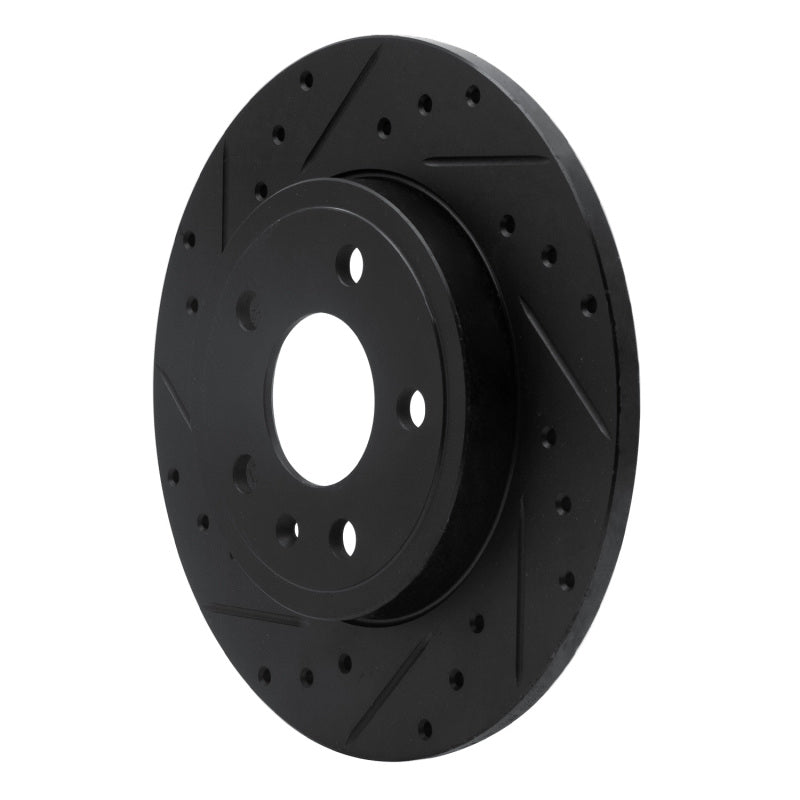 R1 00-09 Audi A4 Quattro Rear Left Drilled & Slotted Black Brake Rotor