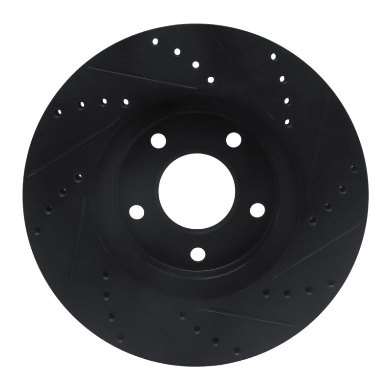 R1 97-01 Infiniti Q45 Front Left Drilled & Slotted Black Brake Rotor