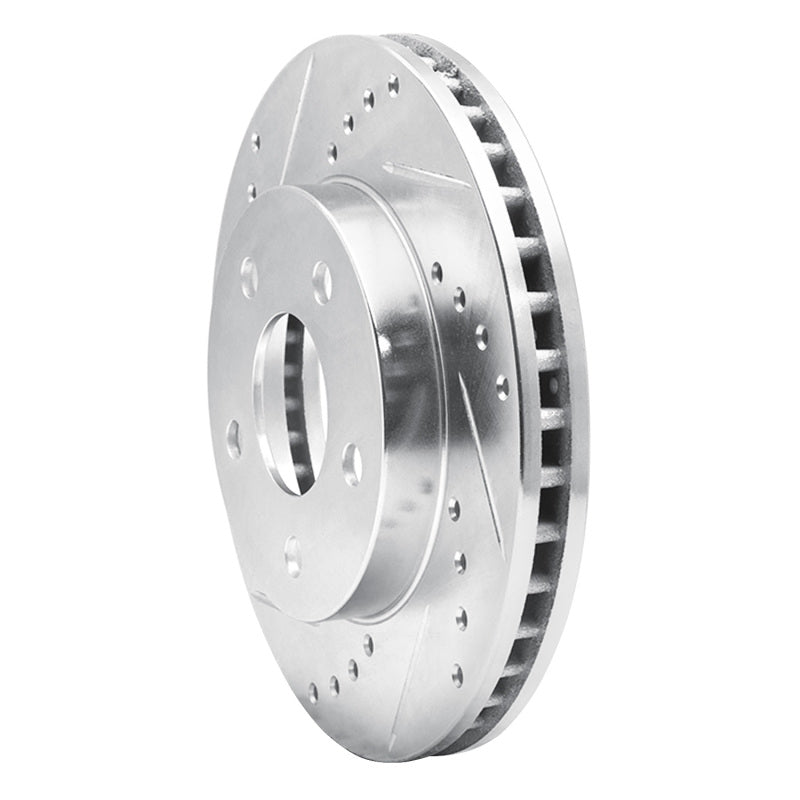 R1 86-92 Ford Taurus (Excl SHO) Front Left Drilled & Slotted Silver Brake Rotor