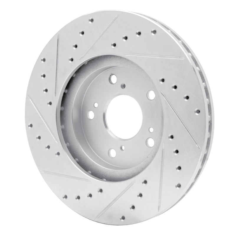 R1 99-14 Acura TSX Front Right Drilled & Slotted Silver Brake Rotor