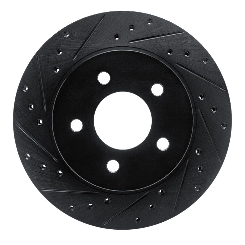 R1 82-90 Ford Mustang Rear Left Drilled & Slotted Black Brake Rotor