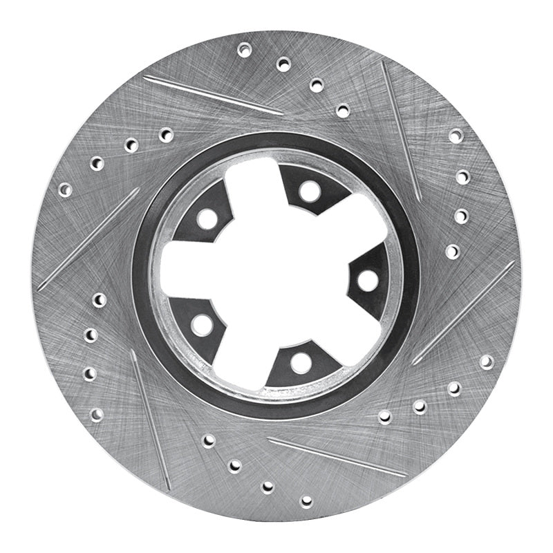 R1 1984-1989 Nissan 200SX Front Left Drilled & Slotted Silver Brake Rotor
