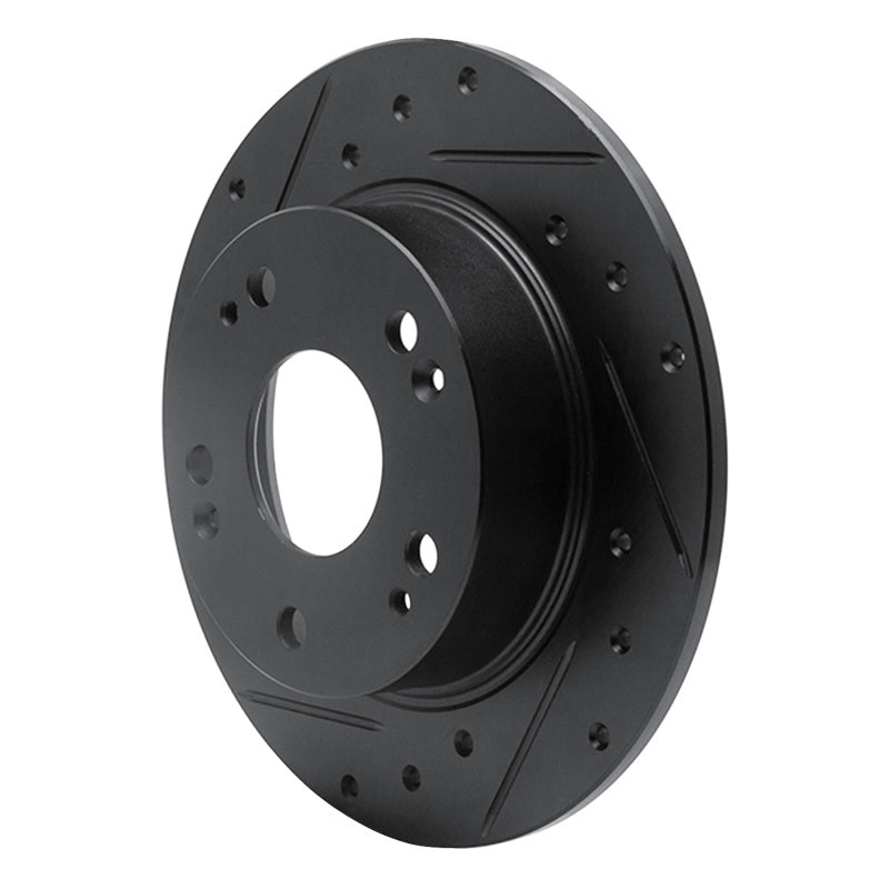 R1 03-08 Acura TSX Rear Left Drilled & Slotted Black Brake Rotor