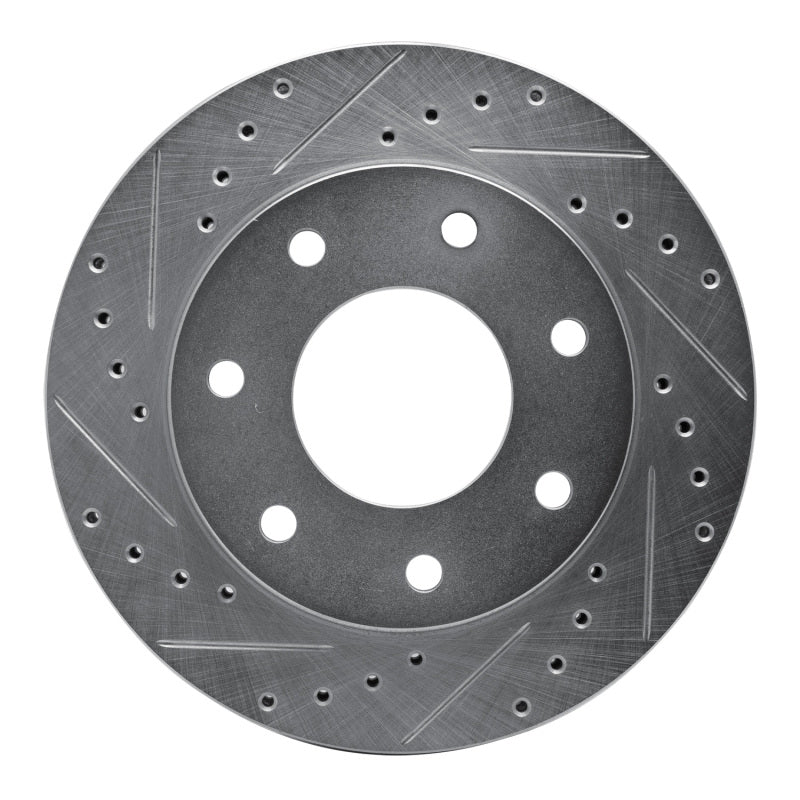 R1 97-04 Ford F-250 4WD (Excl Super Duty) Front Left Drilled & Slotted Silver Brake Rotor