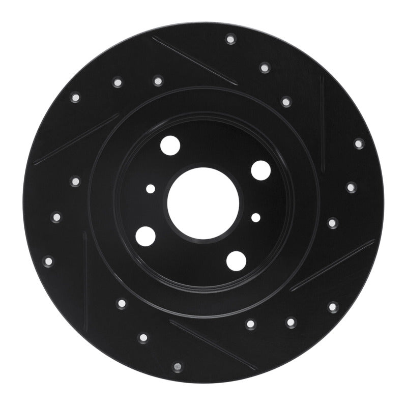 R1 87-89 Toyota MR2 Rear Left Drilled & Slotted Black Brake Rotor
