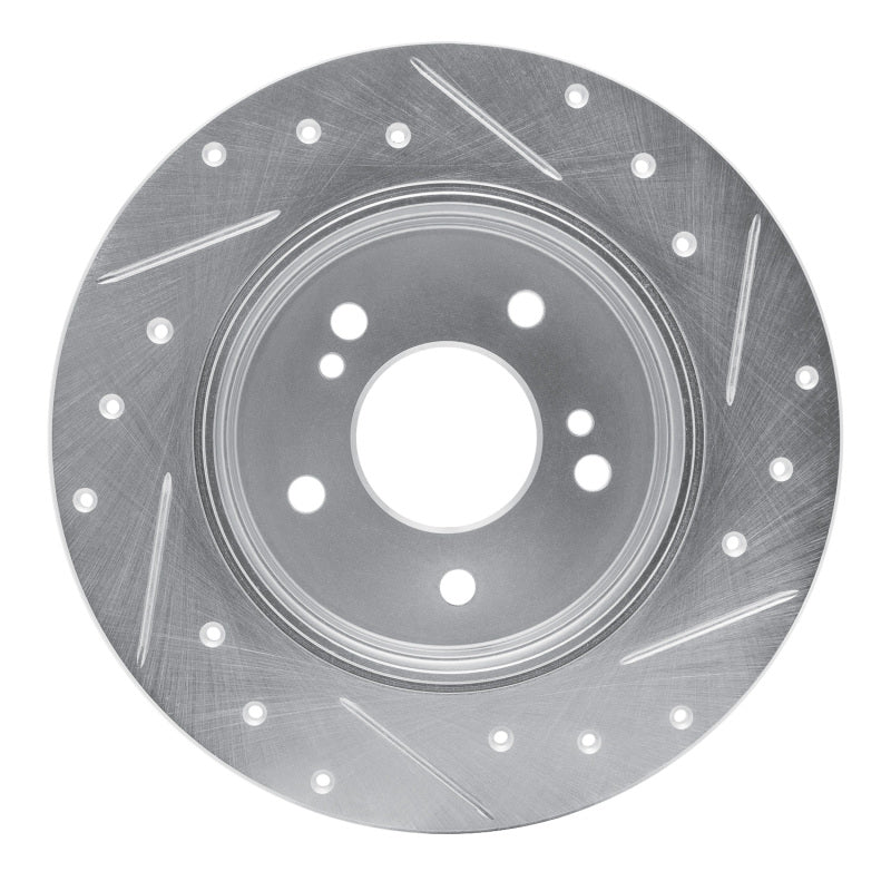 R1 87-15 Chrysler Crossfire Rear Left Drilled & Slotted Silver Brake Rotor