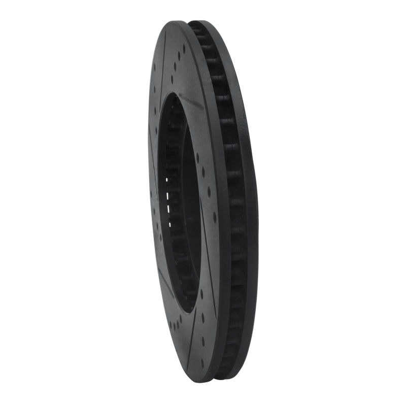 R1 04-11 Mitsubishi Endeavor Front Right Drilled & Slotted Black Brake Rotor