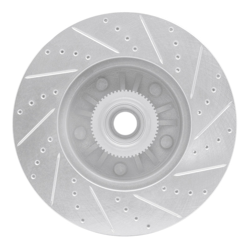 R1 04-06 Ford E-150 Front Left Drilled & Slotted Silver Brake Rotor