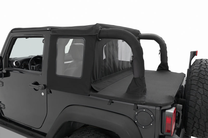 Bestop 07-18 Jeep Wrangler JK 2-Door Halftop Soft Top (Premium Black Twill)