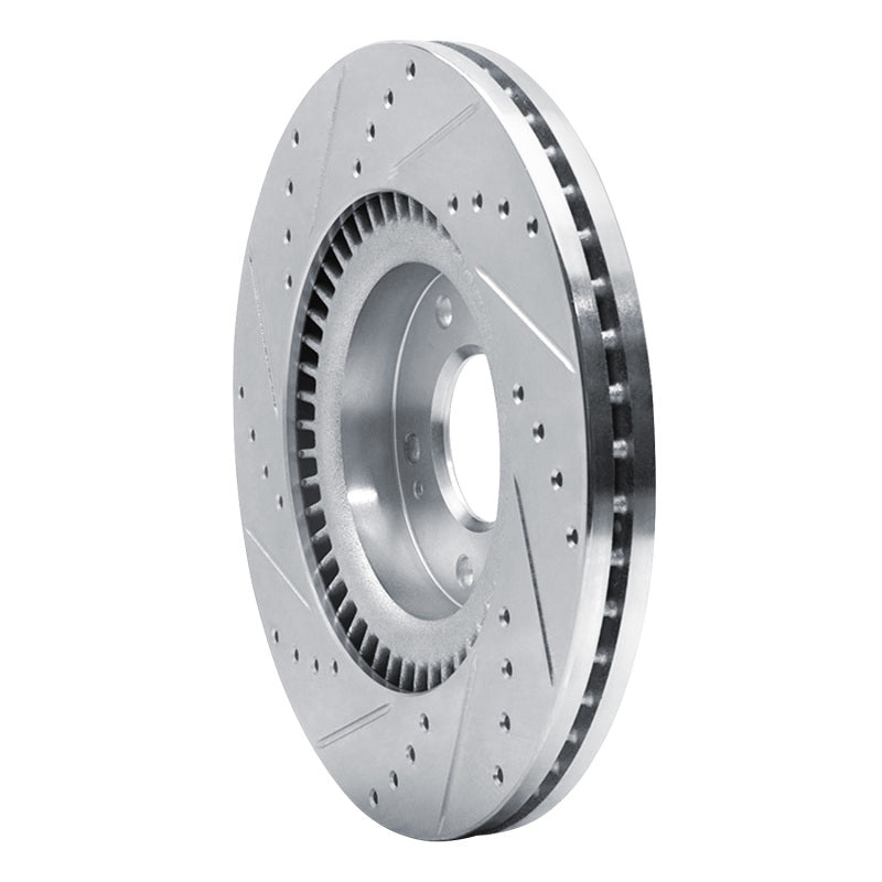 R1 17-20 Kia Cadenza Front Right Drilled & Slotted Silver Brake Rotor