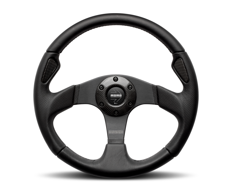 Momo Montecarlo Steering Wheel 320 mm - Black Leather/Black Stitch/Black Spokes