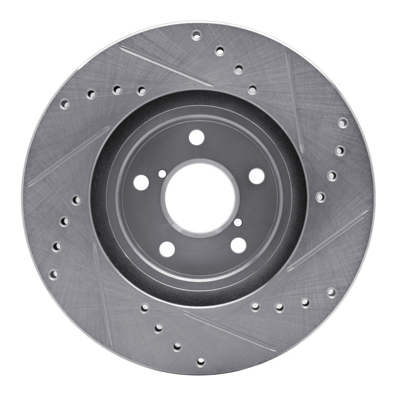R1 90-16 Saab 9-2X Front Left Drilled & Slotted Silver Brake Rotor