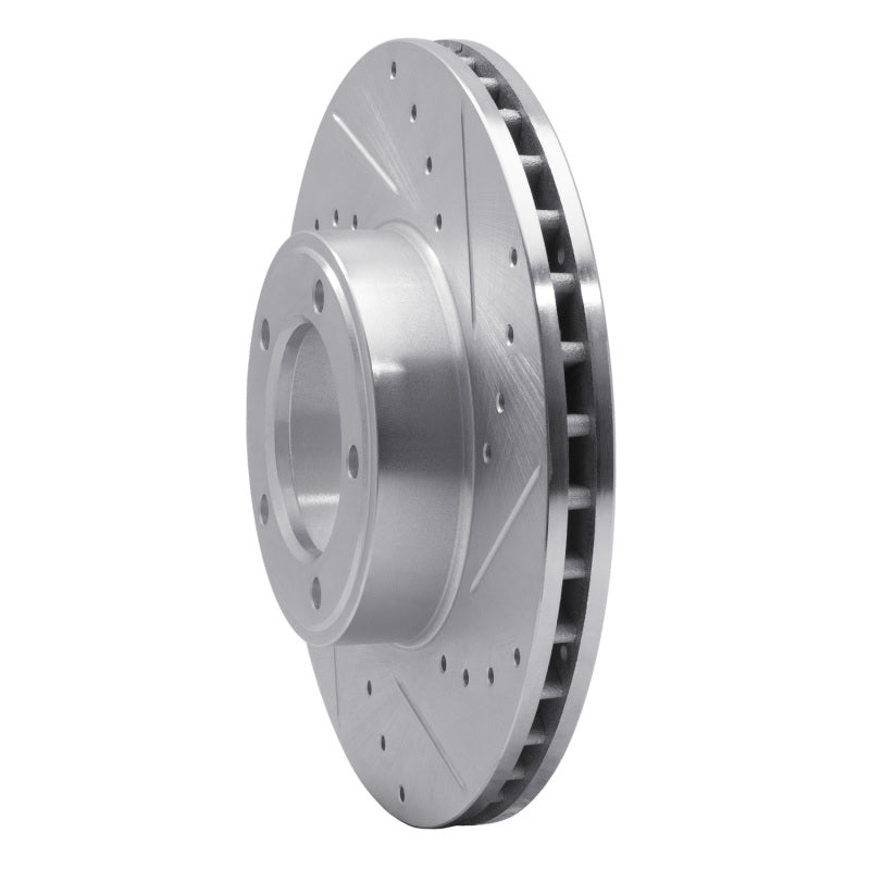 R1 71-97 Jaguar XJS Front Right Drilled & Slotted Silver Brake Rotor