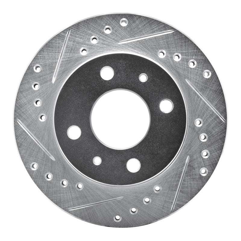 R1 95-00 Nissan Lucino (Mexico) Front Left Drilled & Slotted Silver Brake Rotor