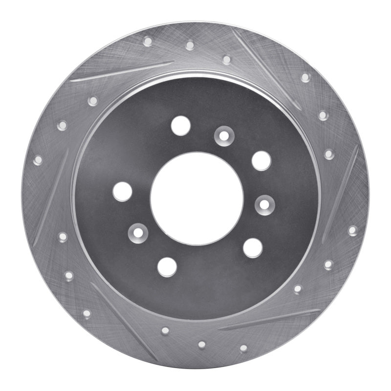 R1 06-10 Buick LaCrosse Rear Right Drilled & Slotted Silver Brake Rotor