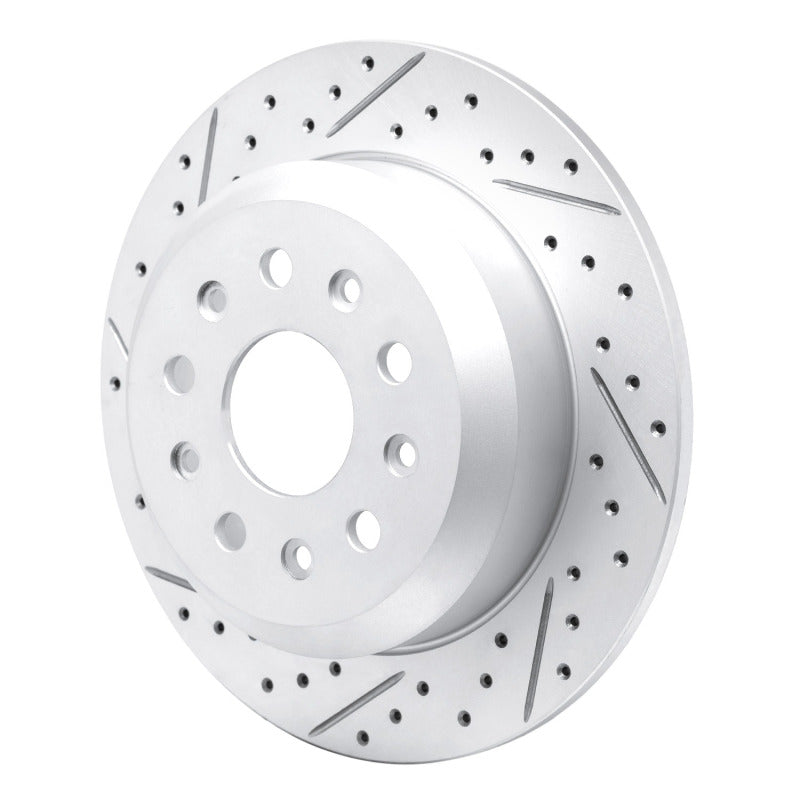 R1 18-25 Jeep Wrangler Rear Left Drilled & Slotted Geo-Carbon Rotor