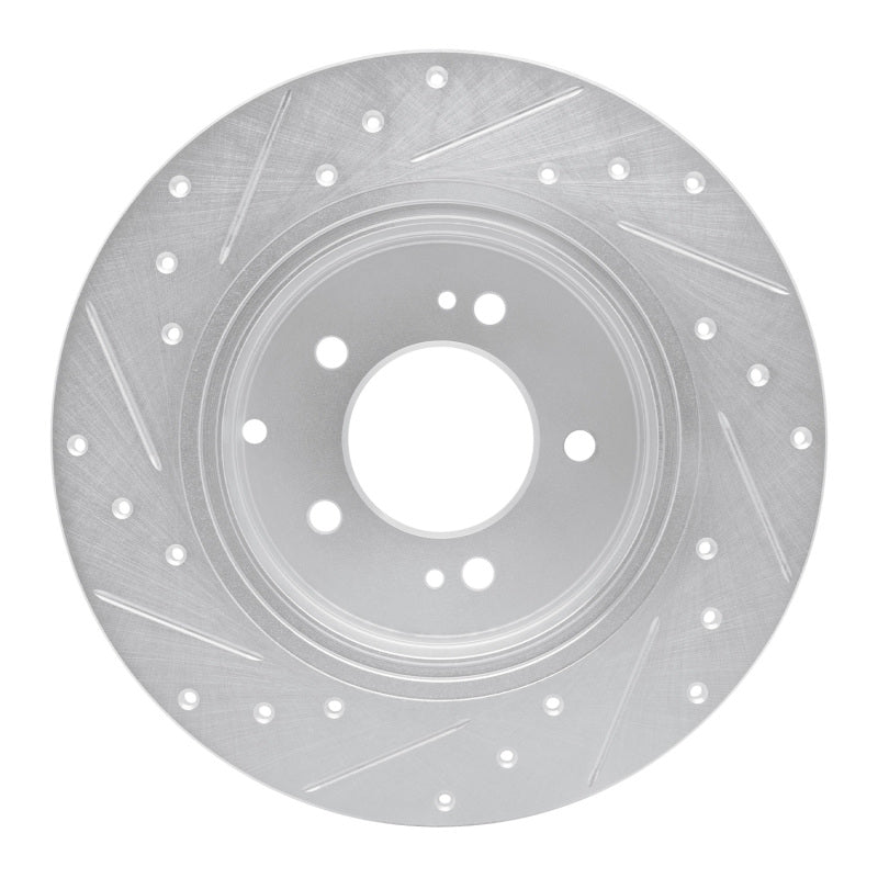 R1 17-19 Kia Cadenza Rear Right Drilled & Slotted Silver Brake Rotor