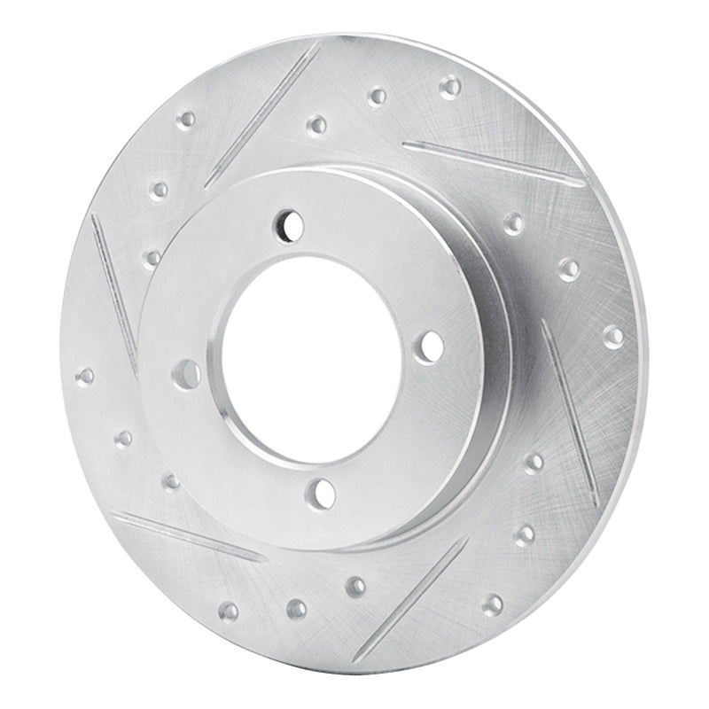 R1 74-75 Nissan 710 Front Left Drilled & Slotted Silver Brake Rotor