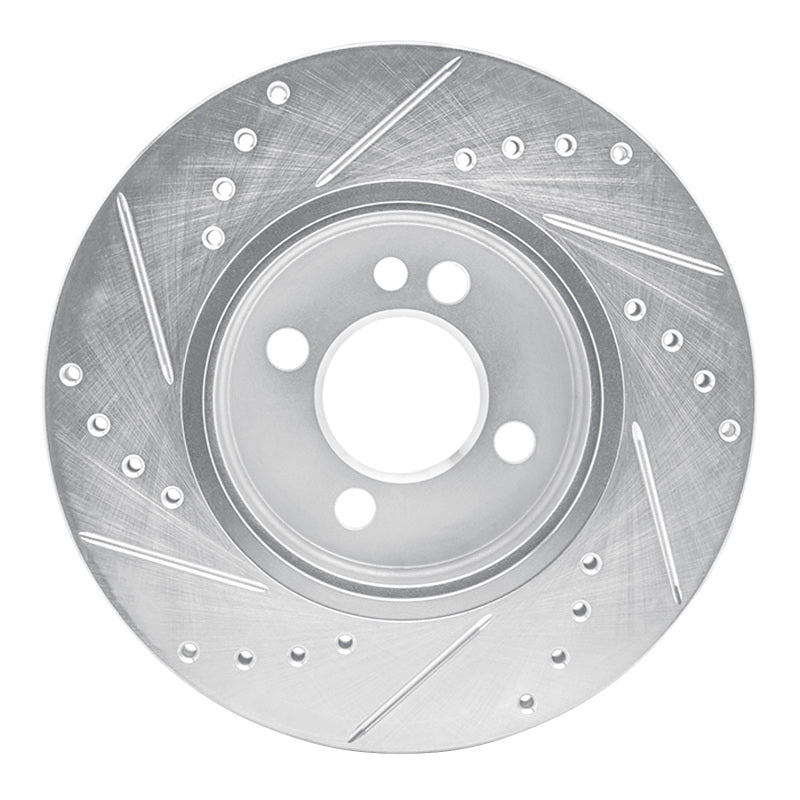 R1 07-15 Mini Cooper (Excl Clubman) Front Right Drilled & Slotted Silver Brake Rotor