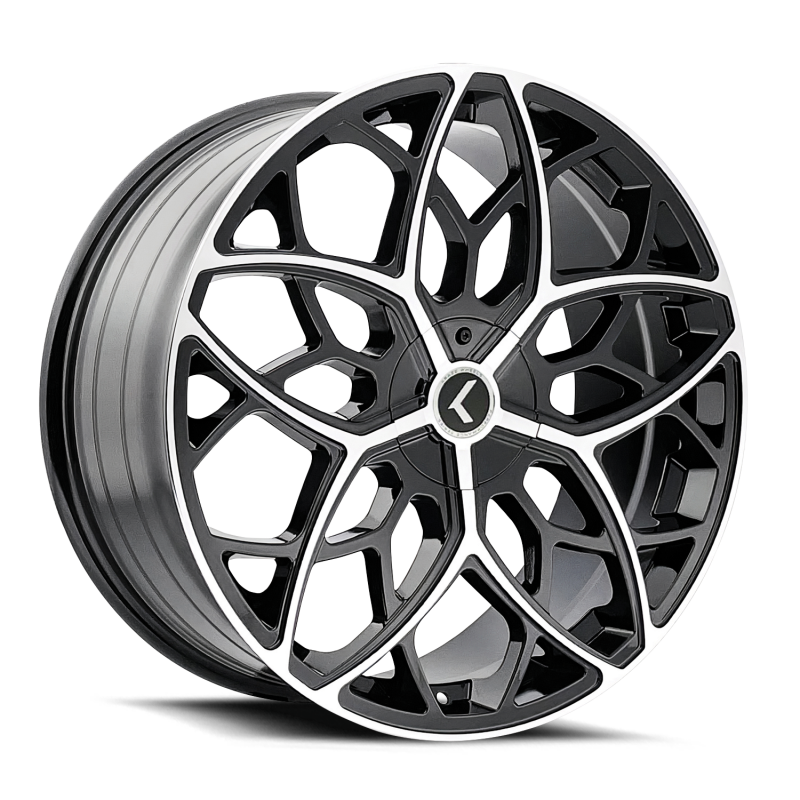 Kraze KR184 Ricochet 22x8.5 / 5x115/120 BP / 38mm Offset / 74.1mm Hub Gloss Black Machined Wheel