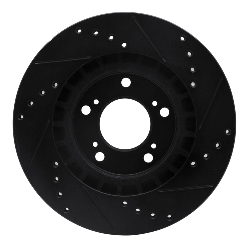 R1 00-09 Honda S2000 Front Left Drilled & Slotted Black Brake Rotor
