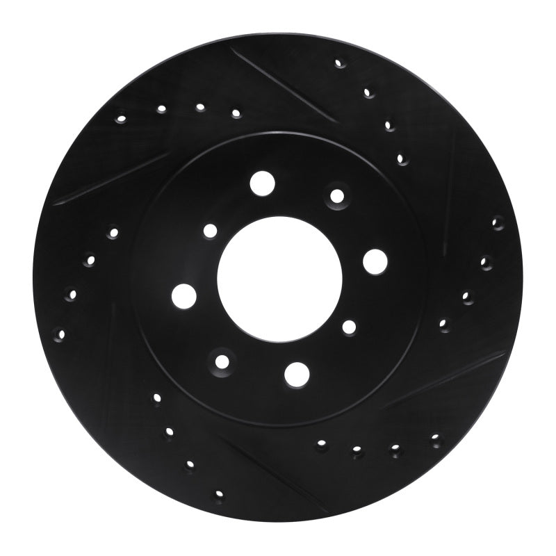 R1 88-91 Honda Accord Sedan Front Right Drilled & Slotted Black Brake Rotor