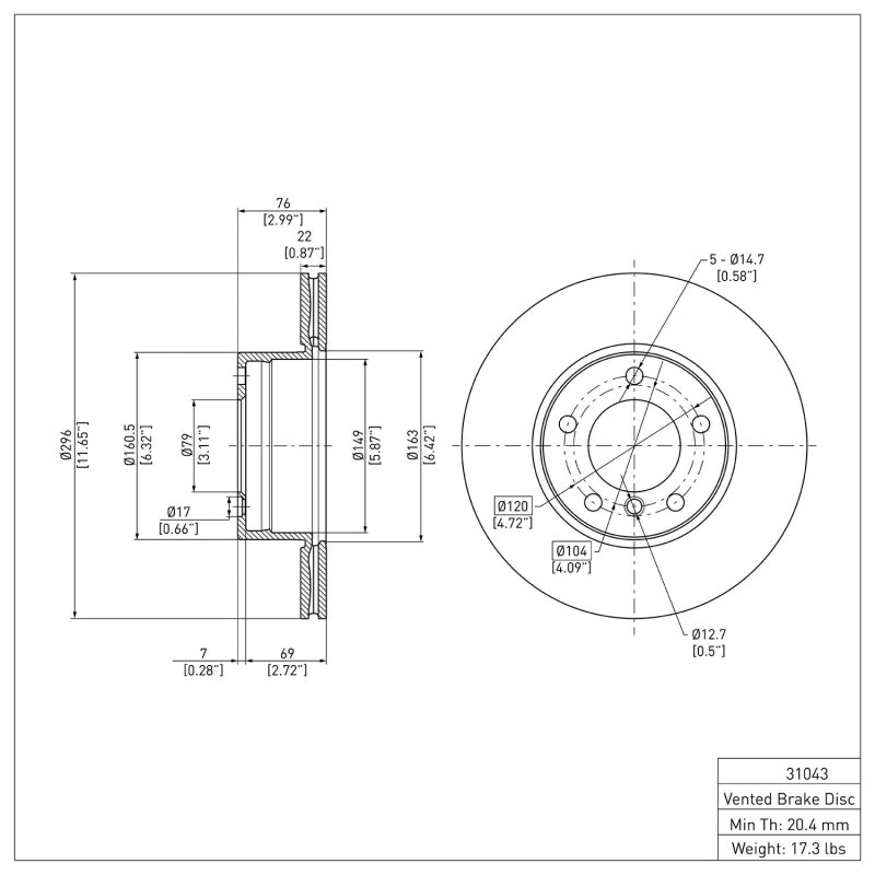R1 96-03 BMW 528I Front Brake Rotor