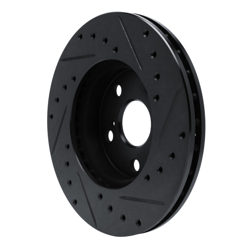 R1 87-87 Toyota Camry Front Left Drilled & Slotted Black Brake Rotor
