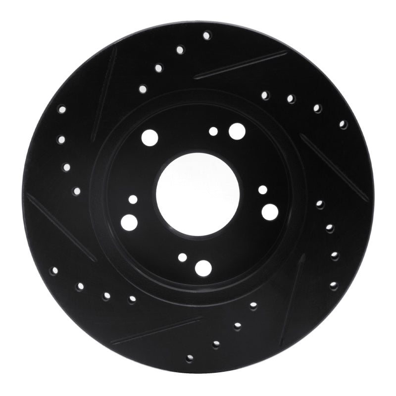 R1 02-15 Acura RSX Front Right Drilled & Slotted Black Brake Rotor