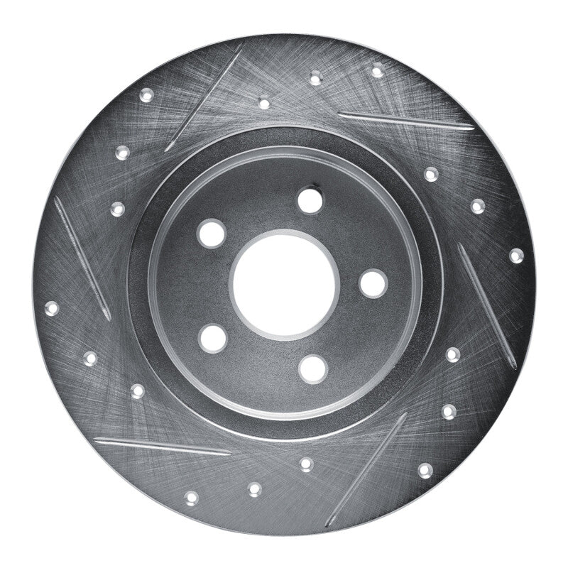 R1 87-91 Chrysler TC Maserati Rear Right Drilled & Slotted Silver Brake Rotor