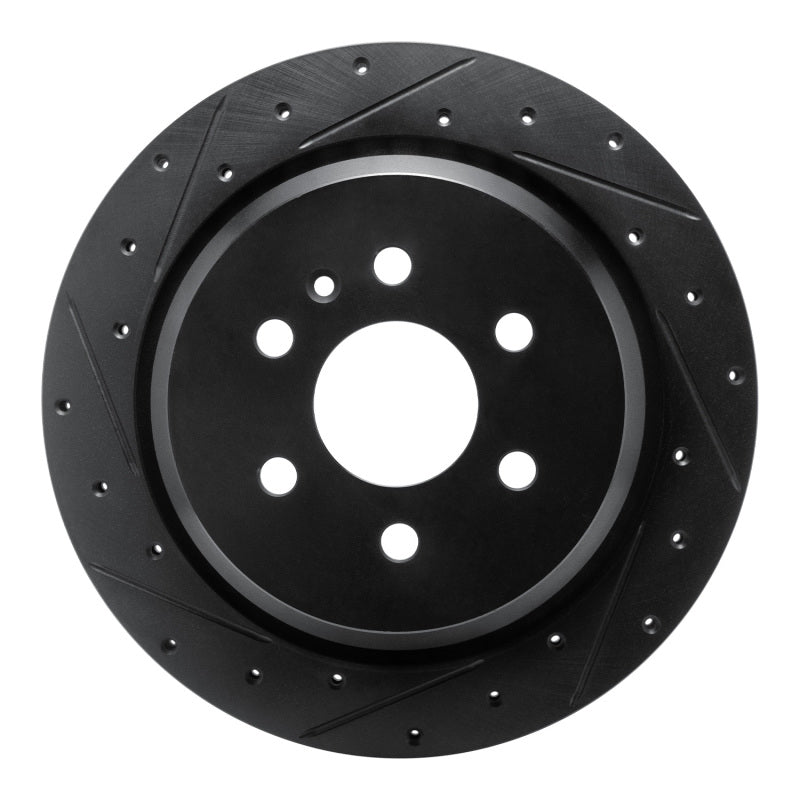 R1 21-22 Chevrolet Colorado Rear Left Drilled & Slotted Black Brake Rotor