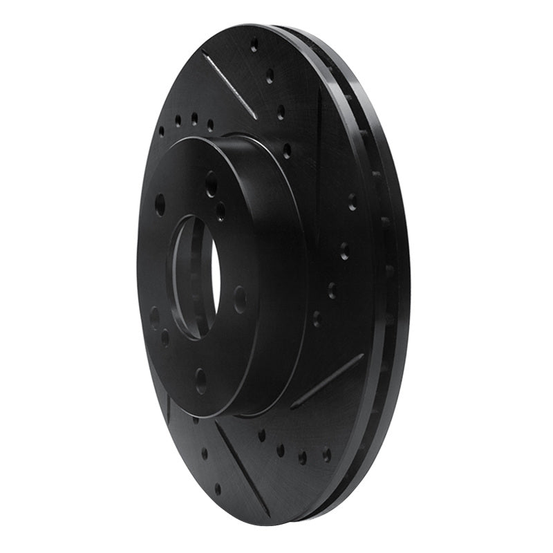R1 89-99 Infiniti I30 Front Right Drilled & Slotted Black Brake Rotor