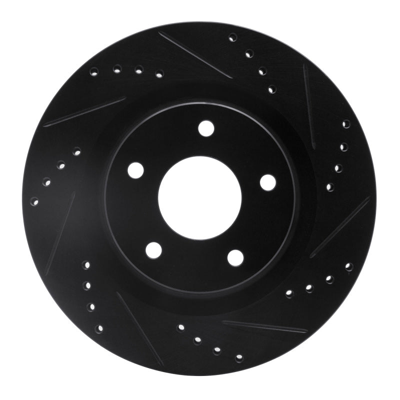 R1 07-13 Nissan Altima Front Right Drilled & Slotted Black Brake Rotor