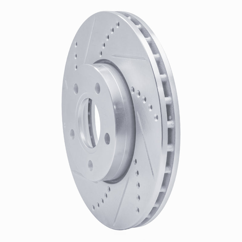 R1 12-18 Ford Focus Front Left Drilled & Slotted Silver Brake Rotor