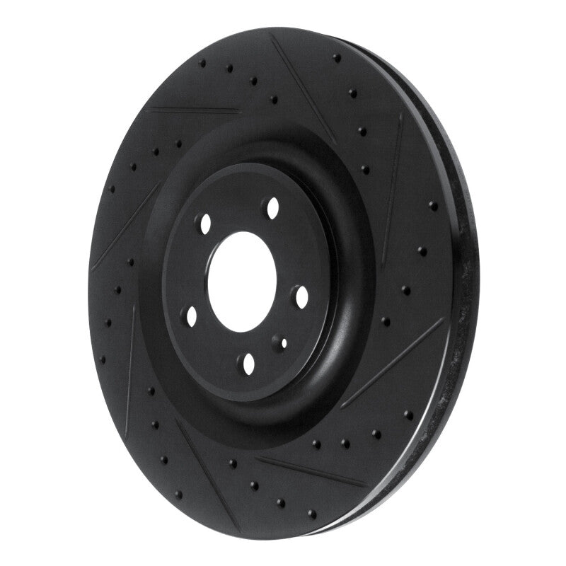 R1 17-25 Audi Q8 e-Tron Rear Right Drilled & Slotted Black Brake Rotor