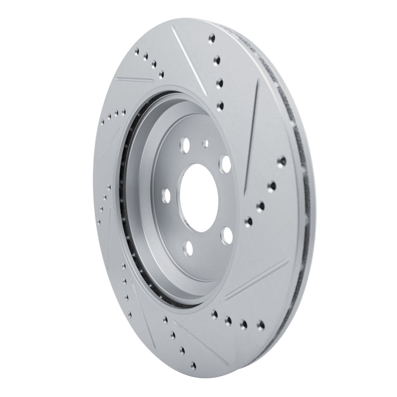 R1 17-25 Tesla Model 3 Rear Left Drilled & Slotted Silver Brake Rotor