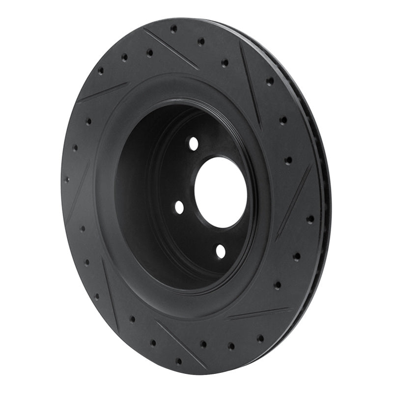 R1 07-15 Infiniti Q60 Rear Left Drilled & Slotted Black Brake Rotor