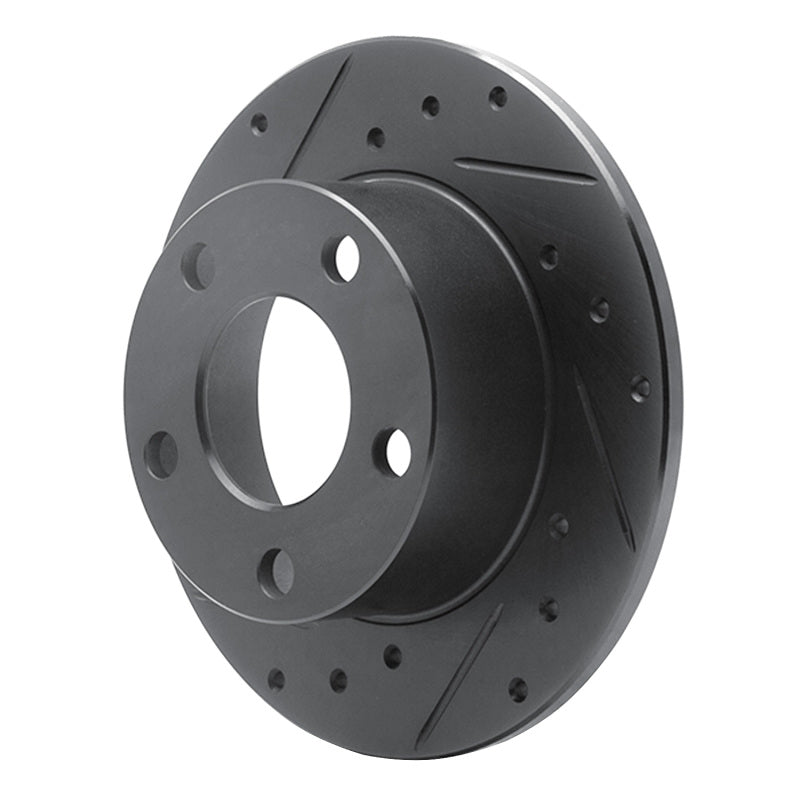 R1 92-05 Audi A6 Quattro Rear Left Drilled & Slotted Black Brake Rotor