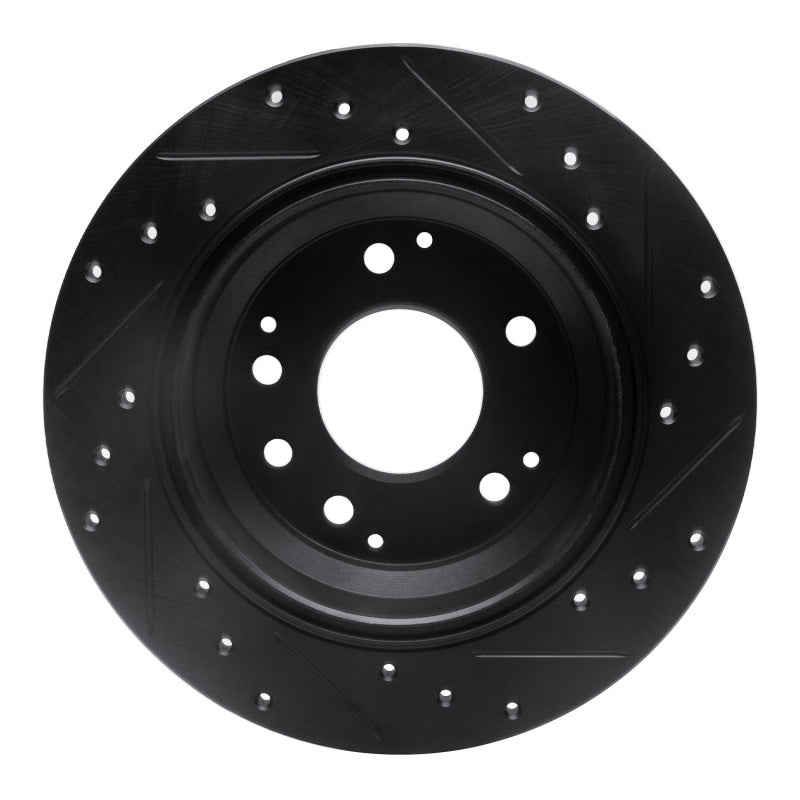 R1 99-01 Acura RL Rear Left Drilled & Slotted Black Brake Rotor