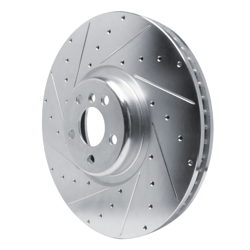 R1 17-25 BMW X6 Left Front Drilled & Slotted Silver Brake Rotor