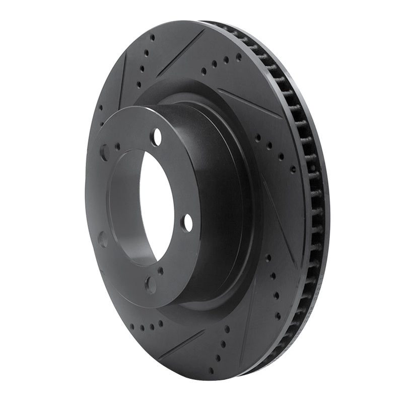 R1 07-22 Lexus LX570 Front Left Drilled & Slotted Black Brake Rotor