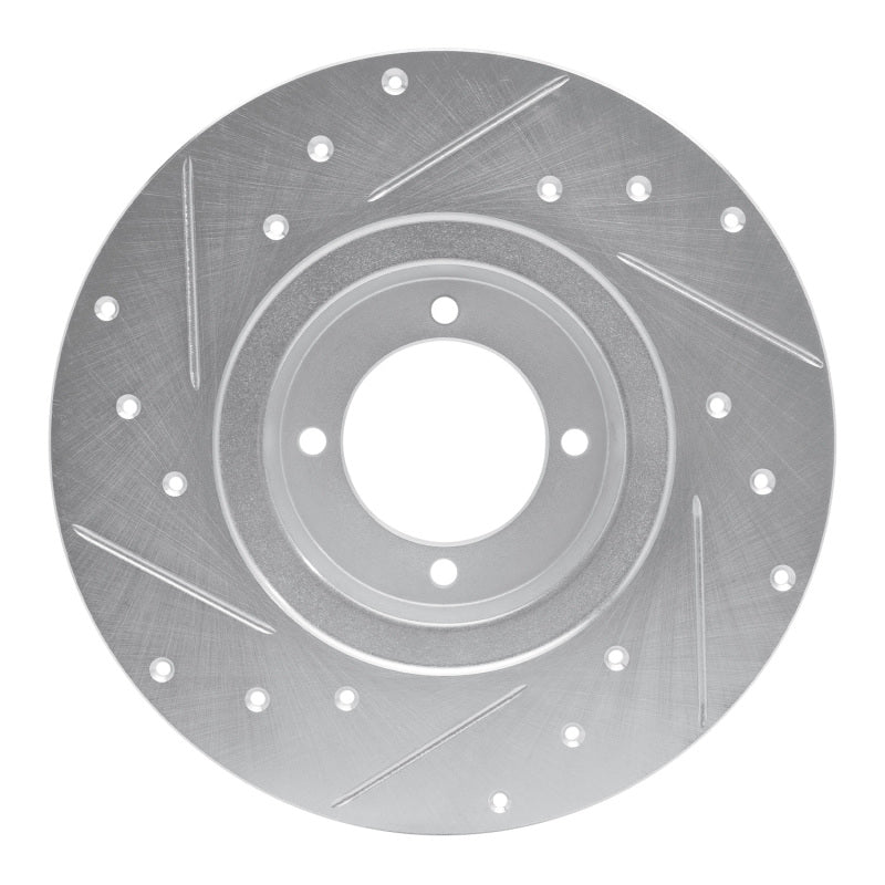 R1 62-80 MG MGB Front Right Drilled & Slotted Silver Brake Rotor