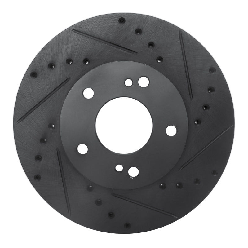 R1 89-90 Nissan 300ZX Front Right Drilled & Slotted Black Brake Rotor