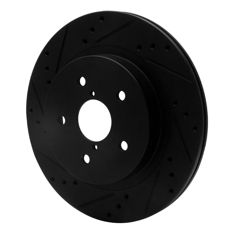 R1 15-25 Subaru Outback Rear Left Drilled & Slotted Black Brake Rotor