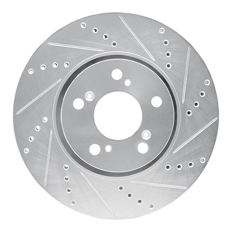 R1 14-20 Acura RLX Front Right Drilled & Slotted Silver Brake Rotor