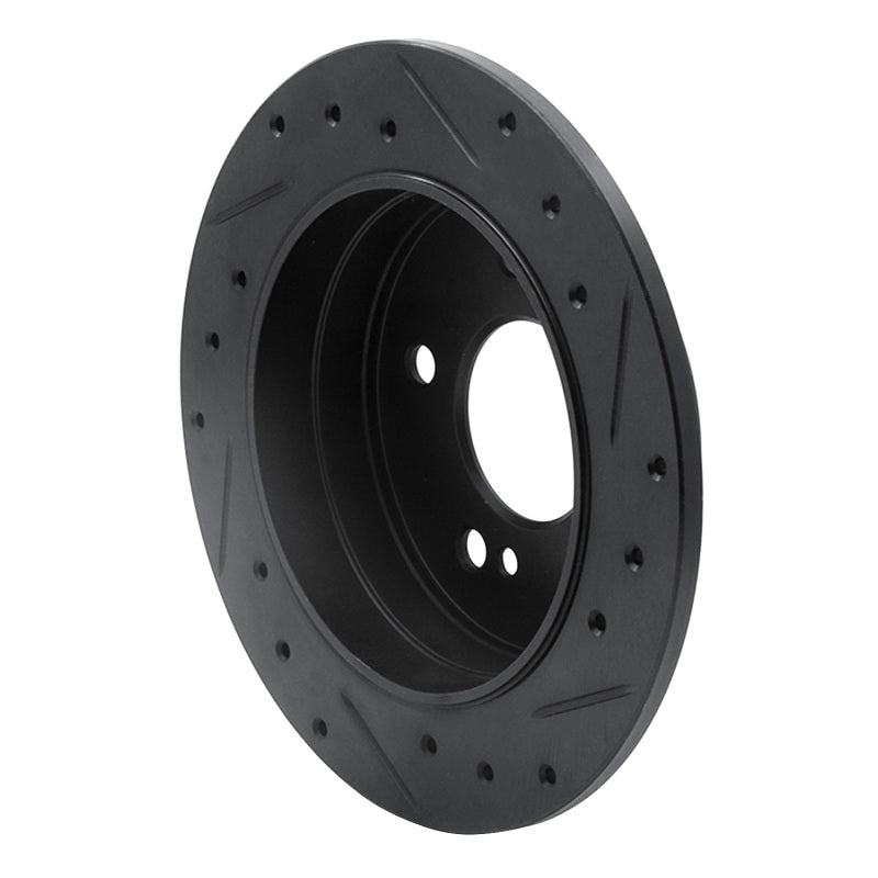 R1 94-98 Mercedes-Benz C280 Rear Left Drilled & Slotted Black Brake Rotor
