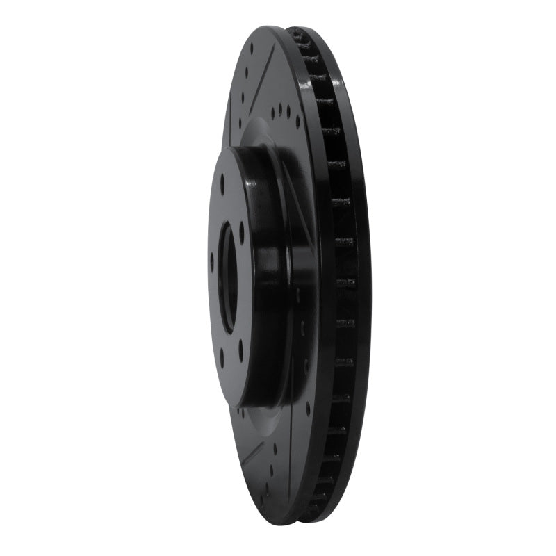 R1 07-15 Nissan Sentra Front Left Drilled & Slotted Black Brake Rotor