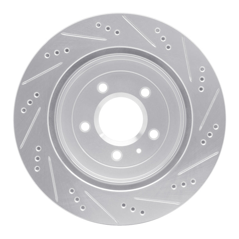 R1 05-11 Cadillac CTS Rear Left Drilled & Slotted Silver Brake Rotor