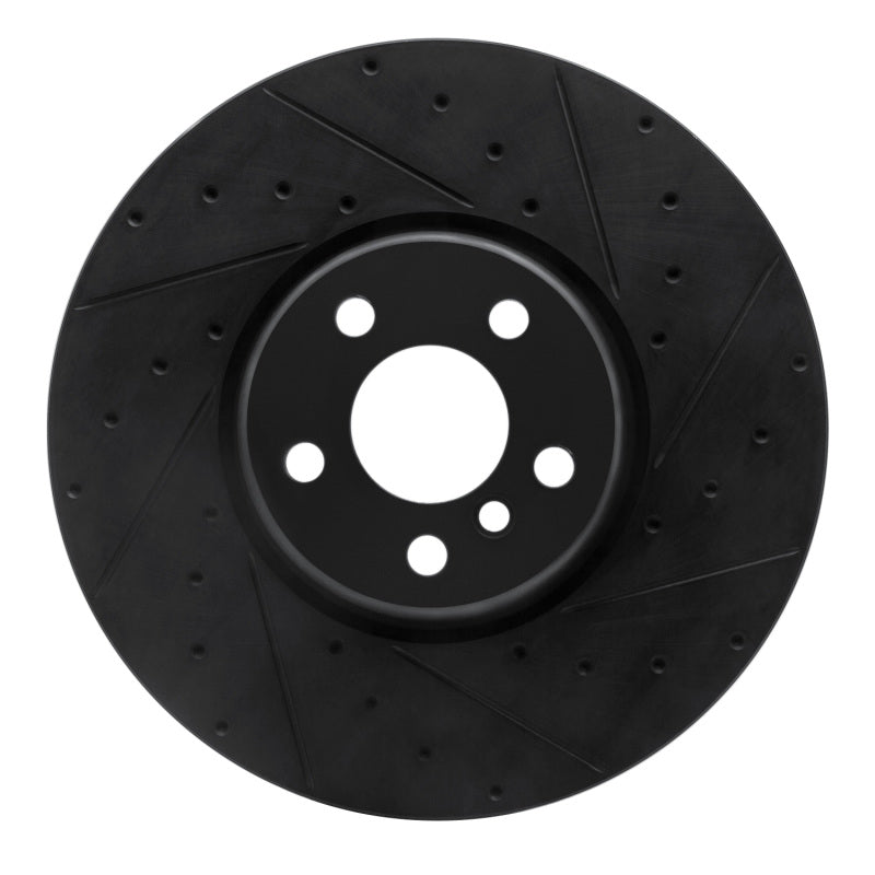 R1 16-25 BMW 230I xDrive Right Front Drilled & Slotted Black Brake Rotor